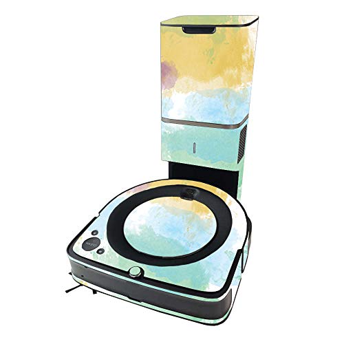 עורות אדירים עור Mainyskins תואם ל- iRobot Roomba S9+ Vacuum - צבעי מים לבן | כיסוי עטיפת מדבקות